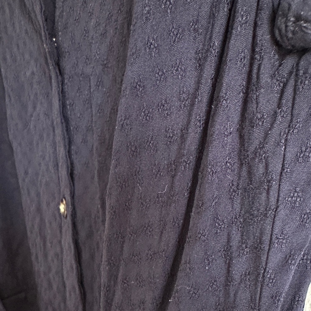 LOFT Navy Eyelet Tie Waist Button Sundress - Picture 4 of 4
